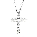 18k White Gold Cross 2.8ct Diamond Pendant