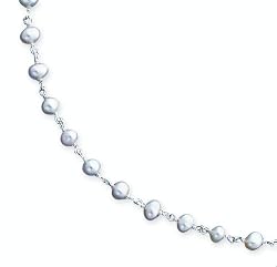 Sterling Silver 16 inch Polished White Cultured Pearl Necklace - 16 inch