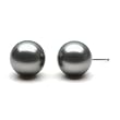 HinsonGayle Handpicked AAA 10.0-11.0mm Silver Black Tahitian Cultured Pearl Stud Earrings (14K White Gold)