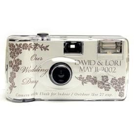 Personalized Silver Rose Wedding Camera - 12 Pack by 