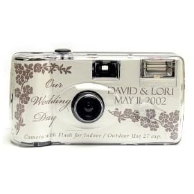 Click here to buy 10 Pack Personalized Silver Rose Wedding Cameras - Matching Table Cards Included - 27 Exposures -... by Cameras For All Wedding Cameras.