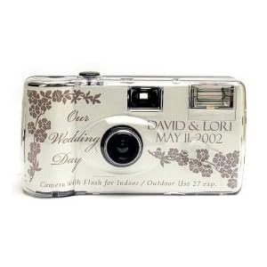 10 Pack Personalized Silver Rose Wedding Cameras - Matching Table Cards Included - 27 Exposures -... by