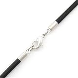 Black 2mm Leather Cord Necklace Choker Sterling Silver Clasp