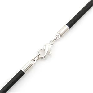 Black 2mm Leather Cord Necklace Choker Sterling Silver Clasp (20 Inches)