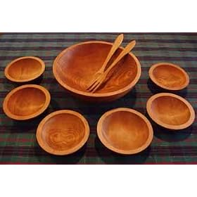 Solid Cherry Wood Salad Bowl Set - Seven Bowls by Salad Bowls