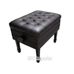 Ebony Satin Leather Adjustable Artist Concert Piano Bench
