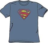 Superman INSIDE SHIELD Adult Slate Blue Superhero T-shirt Tee Shirt