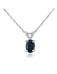 1/2ct Oval Sapphire and Diamond Pendant in 14k White Gold