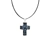 Necklace / Pendant - XP-57 - Genuine Handmade Dichroic Glass Pendant Hung on a 16" Stainless Steel Black Colored Multi-Strand Cord + 2" Extension Chain ~ .925 Sterling Silver