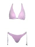 Guess Lilac Hearts Sparkle G Bikini w/Tunnel Sides L