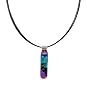 Necklace / Pendant - XP-70- Genuine Handmade Dichroic Glass Pendant Hung on a 16" Stainless Steel Black Colored Multi-Strand Cord + 2" Extension Chain ~ .925 Sterling Silver