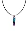Necklace / Pendant - XP-70- Genuine Handmade Dichroic Glass Pendant Hung on a 16" Stainless Steel Black Colored Multi-Strand Cord + 2" Extension Chain ~ .925 Sterling Silver