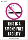 THIS IS A SMOKE-FREE FACILITY (W/GRAPHIC) 10 x 7 Adhesive Vinyl Sign