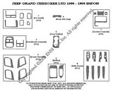 Jeep Grand Cherokee Ltd Dash Trim Kit 96-98 - 28 pieces - Dark Burlwood