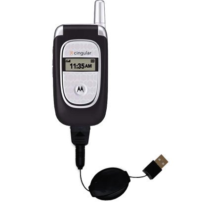 Retractable USB Cable for the Motorola V190 V195 V197 with Power Hot Sync and Charge capabilities - uses Gomadic TipExchange Technology