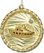 Ship at Sea on Rope Edge Disc, 14K Gold Charm