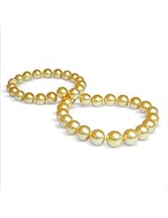 10x12mm Round Golden South Sea Pearl Necklace