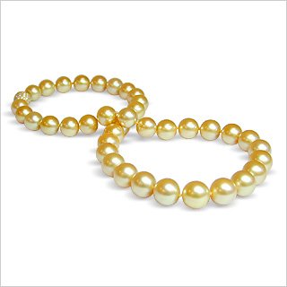 10x12mm Round Golden South Pearl Necklace