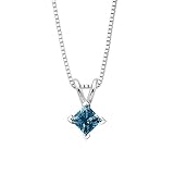 0.72 ct. Blue - SI2 Princess Cut Diamond Solitaire Pendant with Chain