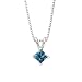 1 ct. Blue - SI2 Princess Cut Diamond Solitaire Pendant with Chain