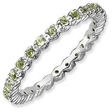 Genuine IceCarats Designer Jewelry Gift Sterling Silver Stackable Expressions Peridot Ring Size 5.00