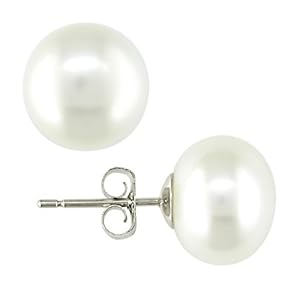 Stainless Steel Freshwater White Pearl Earrings With Hypoallergenic Backs (7.5-8 mm)