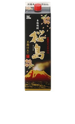 本坊酒造 黒麹仕立て 桜島パック 25% 1800ml