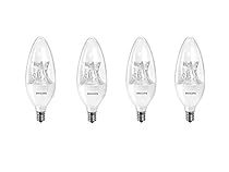 Philips 458687 60W Equivalent Dimmable B12 Decorative Candle LED Light Bulb with Warm Glow Effect (4-Pack)
