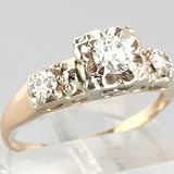 10K Yellow & White Gold Diamond Wedding Ring - OldCities Vintage Jewelry