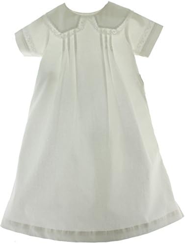 Baby Girls White Vintage Daygown Lace Trim on Collar Christening Gown
