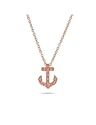 Rose Gold CZ Petite Anchor Pendant