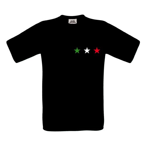 Italia T-Shirt – Drei Sterne klein in Grün-Weiß-Rot – S M L XL XXL XXXL – Textil black / Größe XXXL