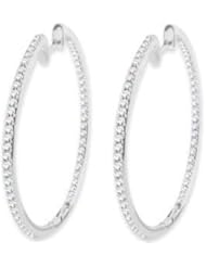 1.75 ct Ladys Round Cut Diamond Hoop Earrings in 18 karat White Gold