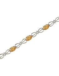 14kt Yellow Gold Oval Citrine and Diamond Bracelet