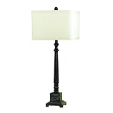 AF Lighting 7975-TL Elements Aspen Light 100W Edison Base Table Lamp, Faux Textured Wood, Natural Linen Hard Back Shade