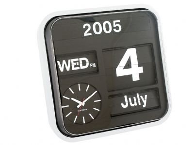 Flippclock mit Datum , Uhrzeit - Kalenderuhr BIG Flip weiß