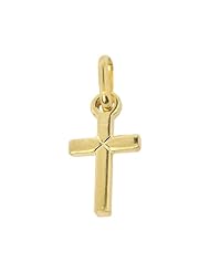 14k Yellow Gold, Mini Cross Pendant Charm 8mm Wide