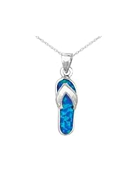 Opal Sandal Pendant Necklace in Sterling Silver with Chain