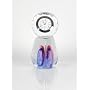 Glass Blue & Red Sommerso Quartz Clock Sculpture 100% Handblown Art X448
