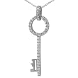Sterling Silver CZ Lined Bling Key Pendant