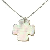White Mother-of-Pearl Cross Pendant on a Sterling Silver Box Chain