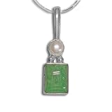 Sterling Silver Aventurine with Pearl-Accent Pendant on Chain by Sajen