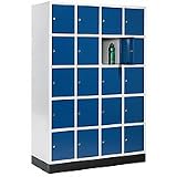 Fächerschrank, 4 x 5, Abteil 300 mm, lichtgrau/lichtgrau, Sockel