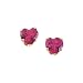 14K Yellow Gold Children's Imitation Ruby Heart Earrings