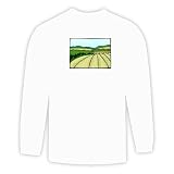 Long Sleeve T-shirt with rural, agriculture, crops Large White