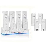 Invero Nintendo Wii Quad Charge Charger Remote Station Dock Stand with 4 Rechargeable Battery Packs plus LED Light
