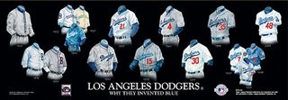 Los Angeles Dodgers 10 x 30 Uniform History Plaque