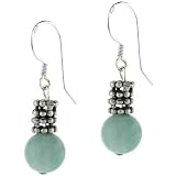  Silver Drop Amazonite Bead Dangling Earrings