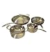 Jiminox 7 Pcs Family Cookware Set - 5 Ply with 18/10 Stainless Steel FREE 3 Pcs Non-Stick Stainless Steel Kitchen Tools (Soup Ladle, Skimmer, Slotted Turner)