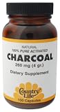 Country Life - Charcoal, 260 mg, 100 capsules